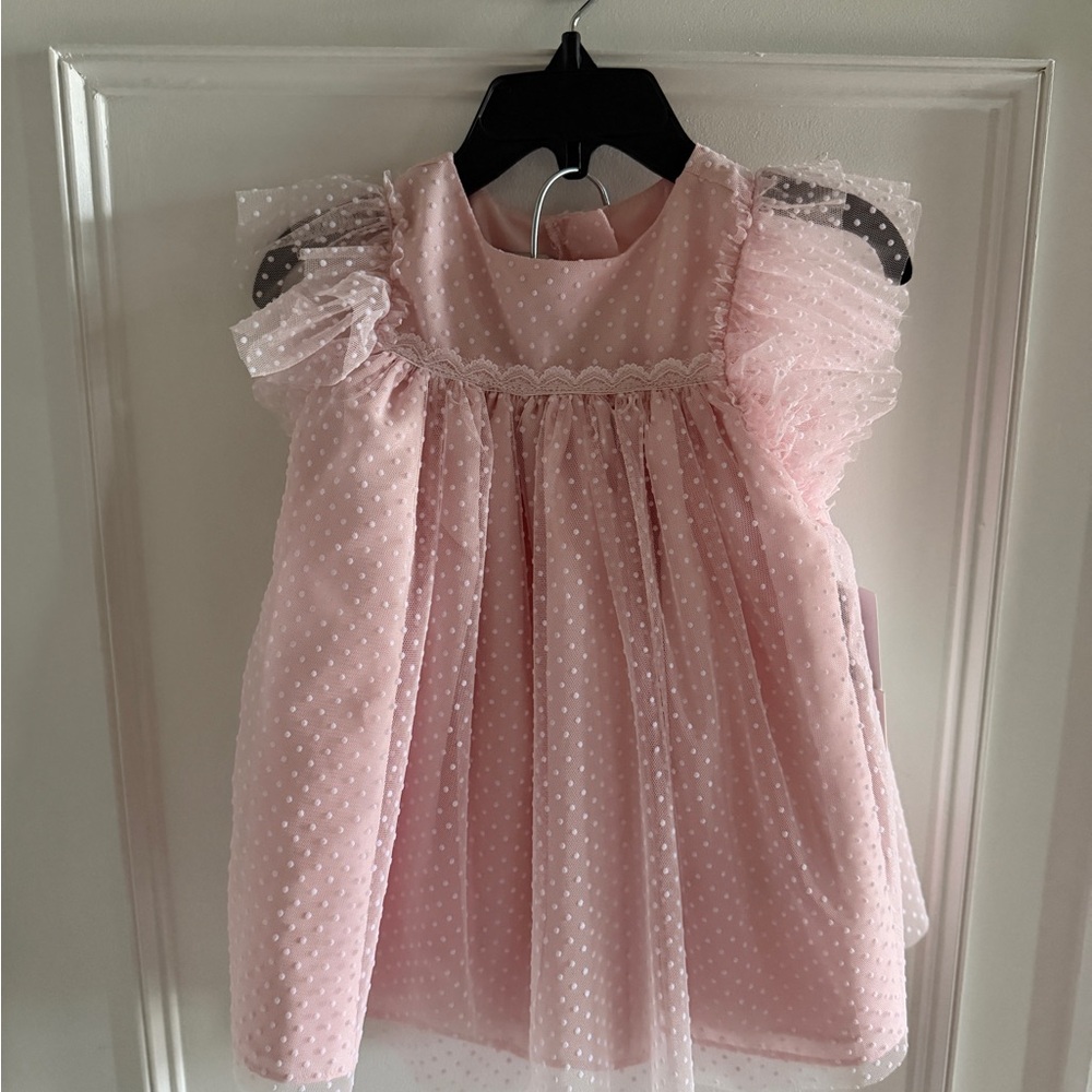 Pippa & Julie Pink Swiss Dot Tulle Formal Dress